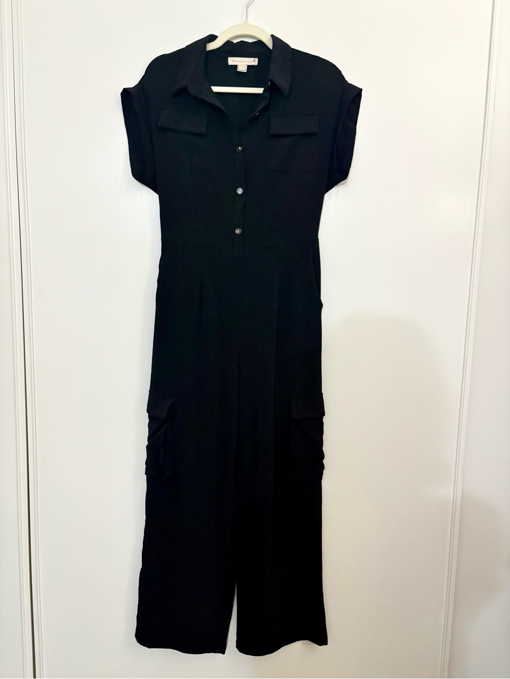 Monteau Los Angeles Black Wide Leg Utility Jumpsuit Size Medium